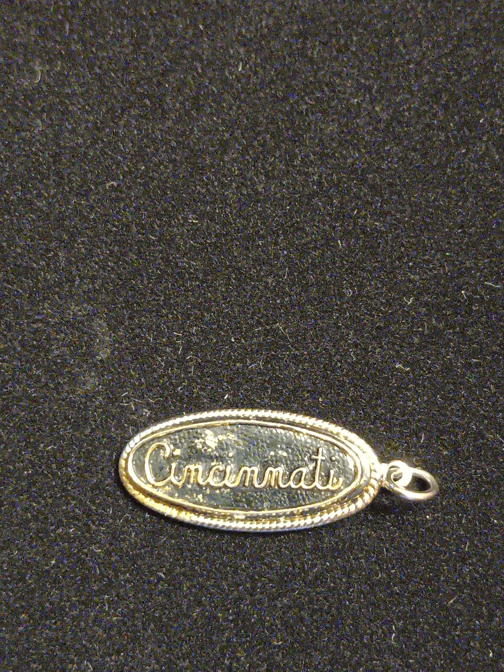 Cincinnati Gold Script Oval Charm Pendant